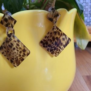 New Leopard Plastic Resin Earrings in Brown
